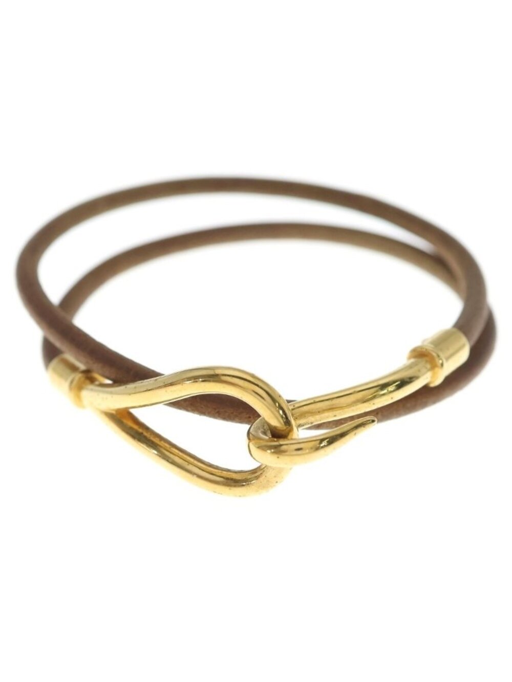 Hermes Jumbo Bracelet Gold Leather Brown